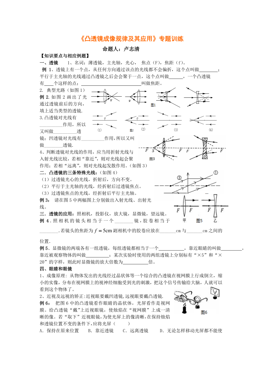 《凸透镜成像规律及其应用》专题训练.doc_第1页