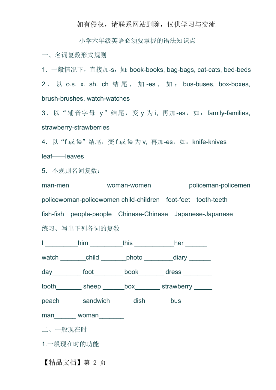 小学六年级英语必须要掌握的语法知识点-16页精选文档.doc_第2页