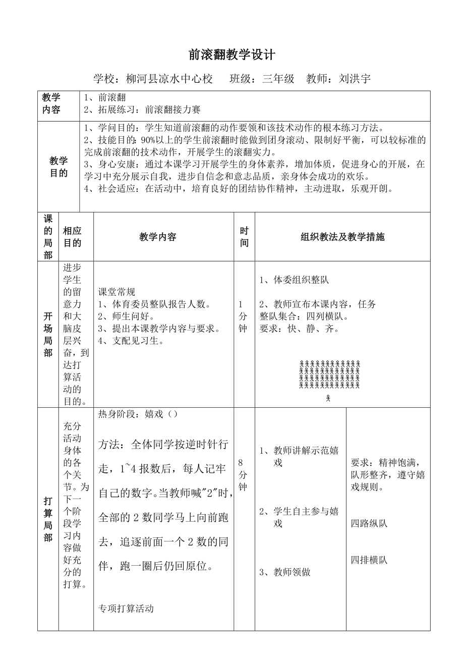 三年级体育前滚翻教案.docx_第1页