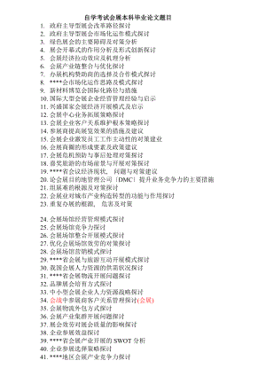 会展管理本科自学考试毕业论文题目.docx
