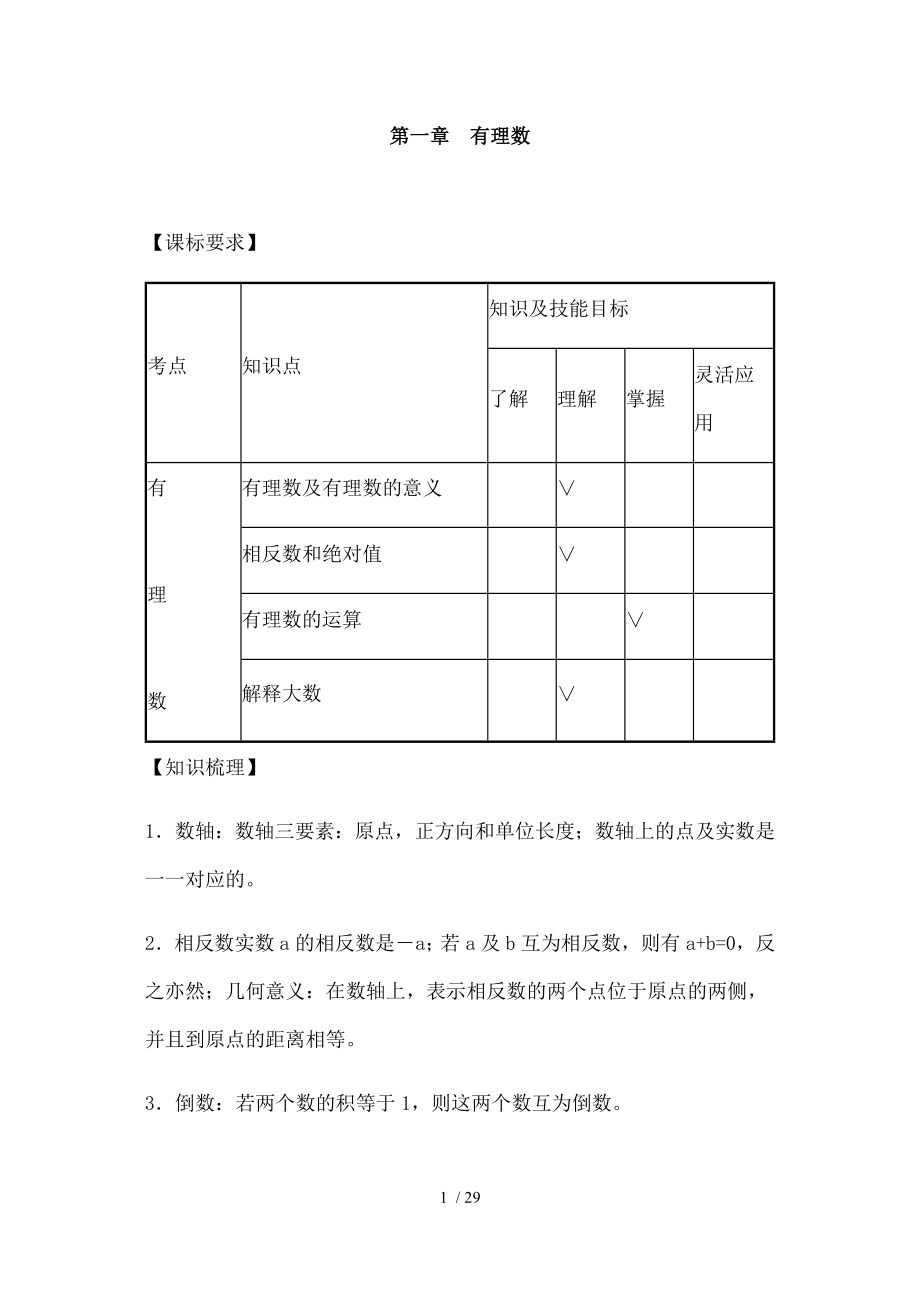 人教版七年级上册数学单元测试题及复习资料.docx_第1页