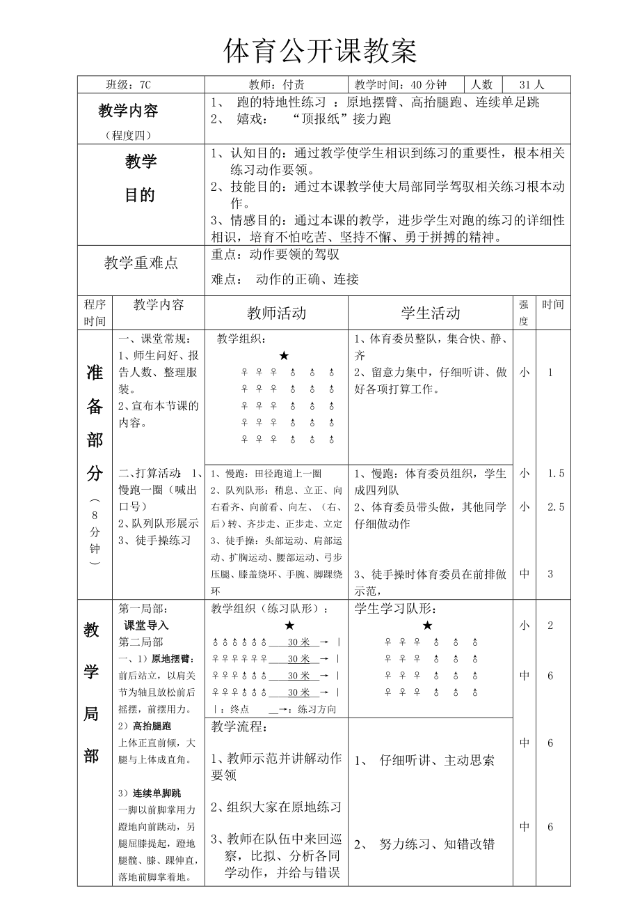 公开课教案跑的专门性练习.docx_第1页