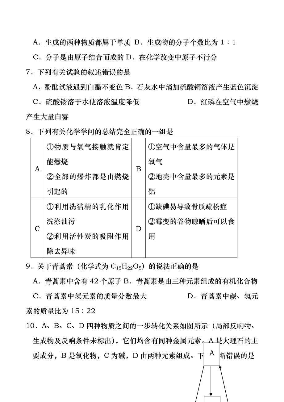 2016年江苏徐州中考化学试题及答案(word版).docx_第2页