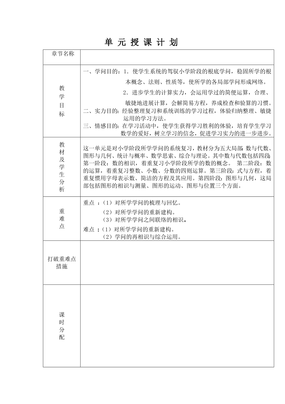 2017六年级下册数学第六单元教案.docx_第1页