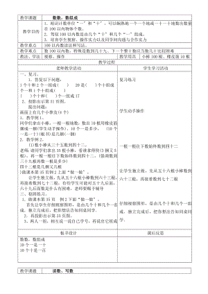 人教版小学一年级数学下册第四单元教案模板.docx