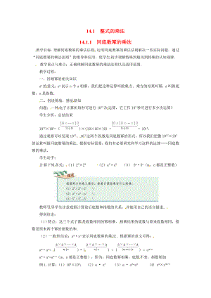 人教版八年级上册数学 14.1.1 同底数幂的乘法 教案2.doc