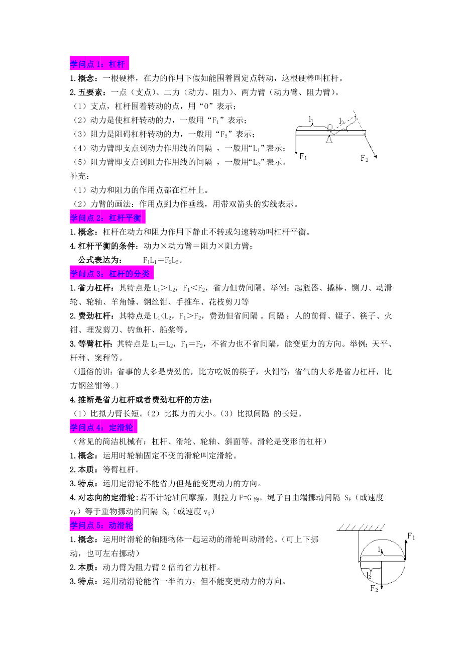 人教版初中物理第十二章简单机械知识点大全.docx_第1页