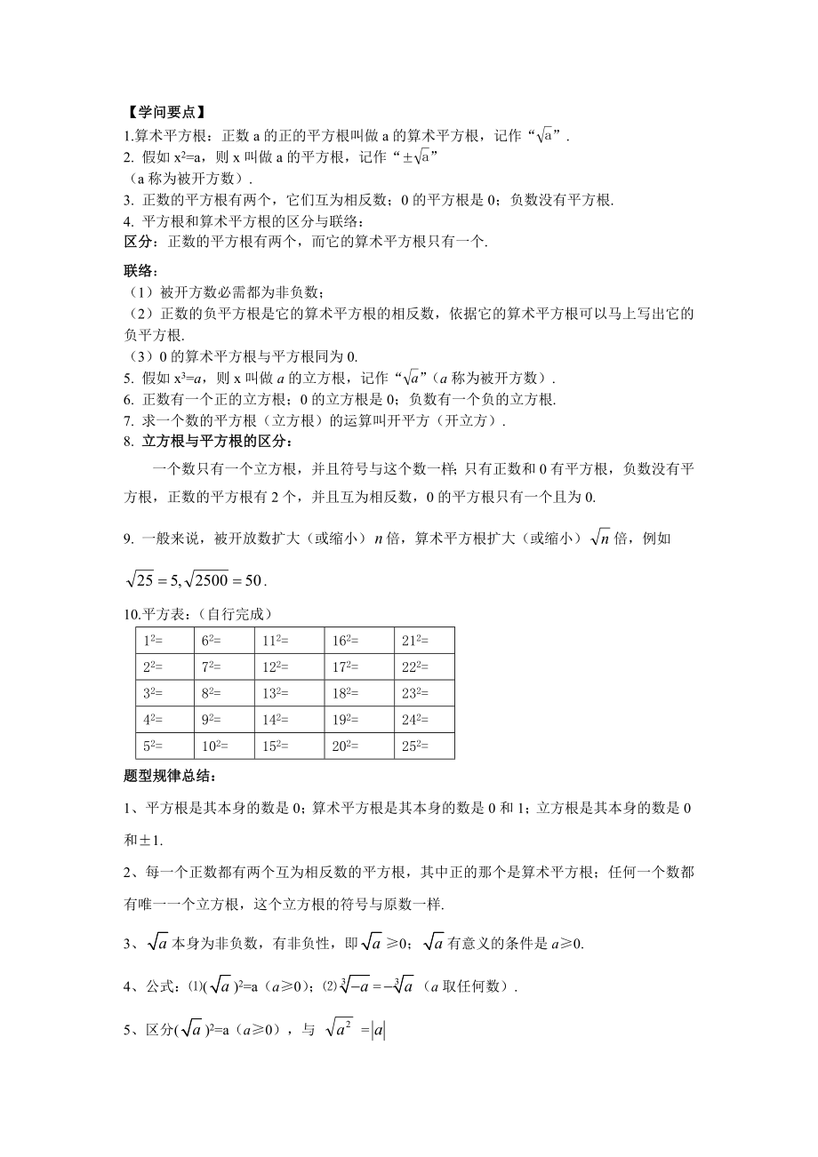 人教版七年级数学下册实数知识点1.docx_第2页