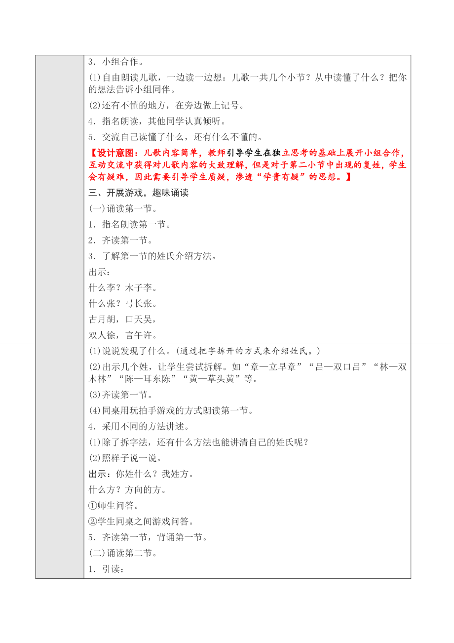 人教版一年级语文下册《姓氏歌》第一课时教学设计.doc_第2页