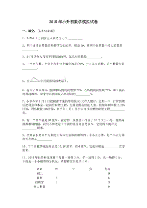 2015小升初数学试题及答案.docx