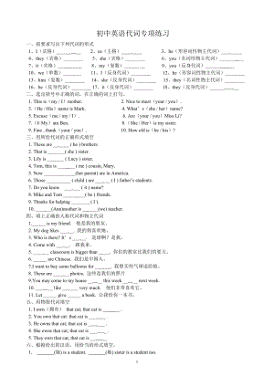 初中英语代词专项练习.doc