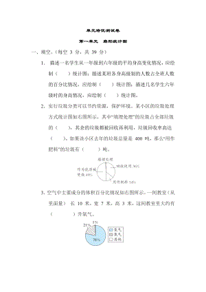 苏教版六年级下册数学 第一单元扇形统计图 测试卷.docx