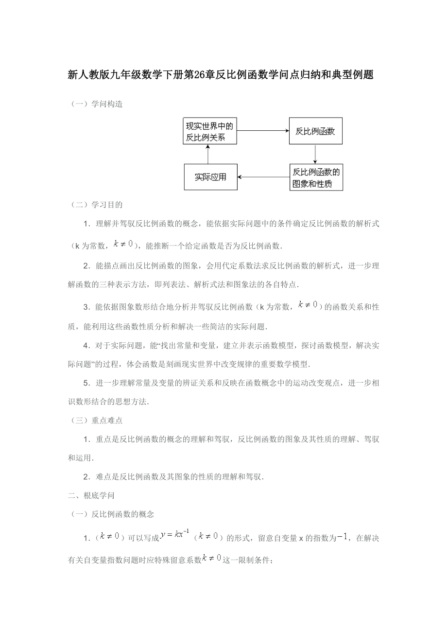 人教版九年级数学反比例函数知识点归纳.docx_第1页