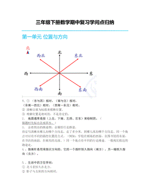 三年级下册数学期中复习要知识点2.docx