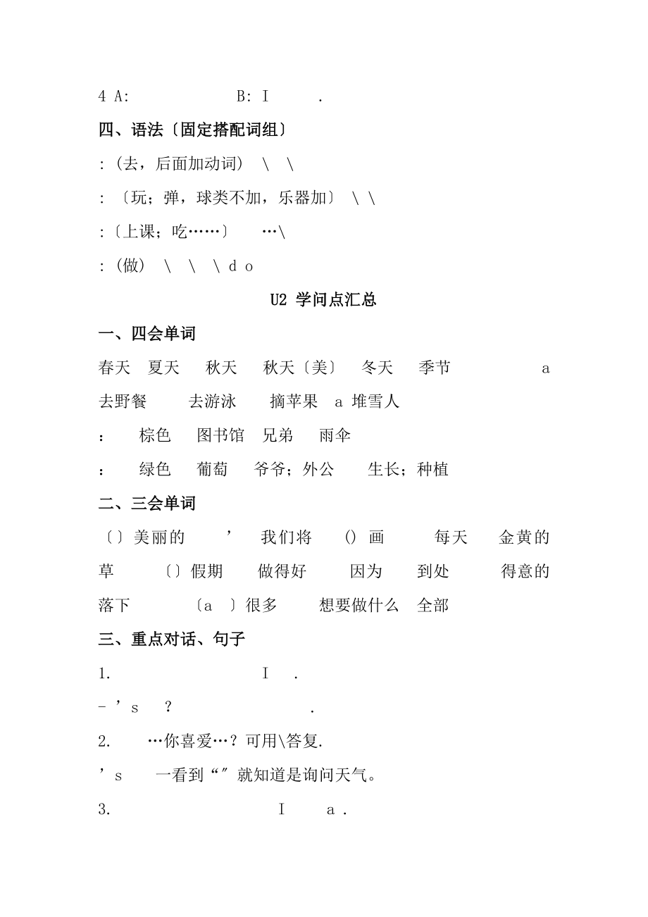 2016新版PEP五年级英语下册期末复习资料.docx_第2页