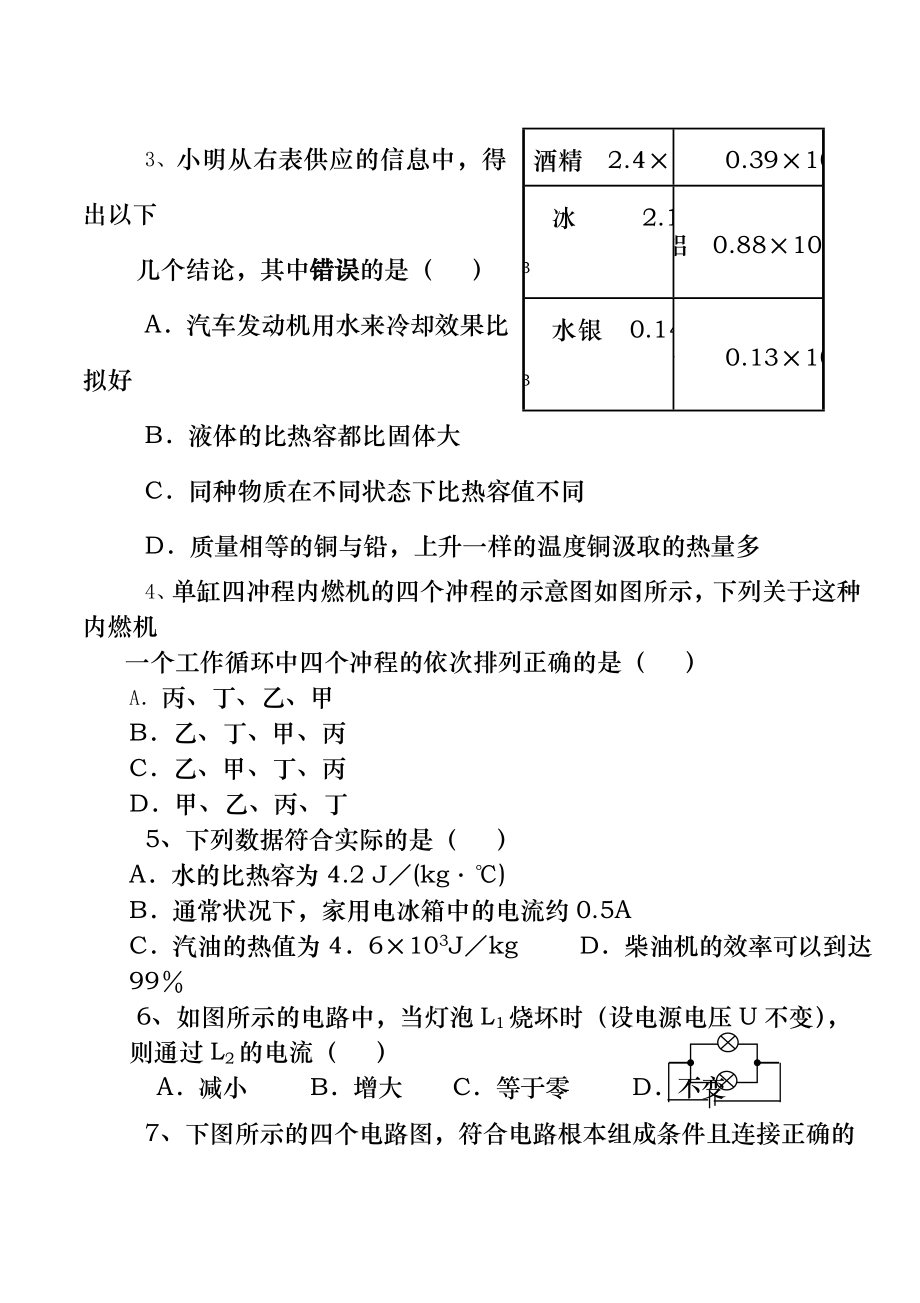 人教版九年级物理结课试题及复习资料.docx_第2页