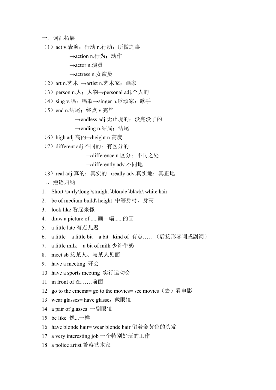 人教版七年级下册英语9单元知识点总结及练习题1.docx_第1页