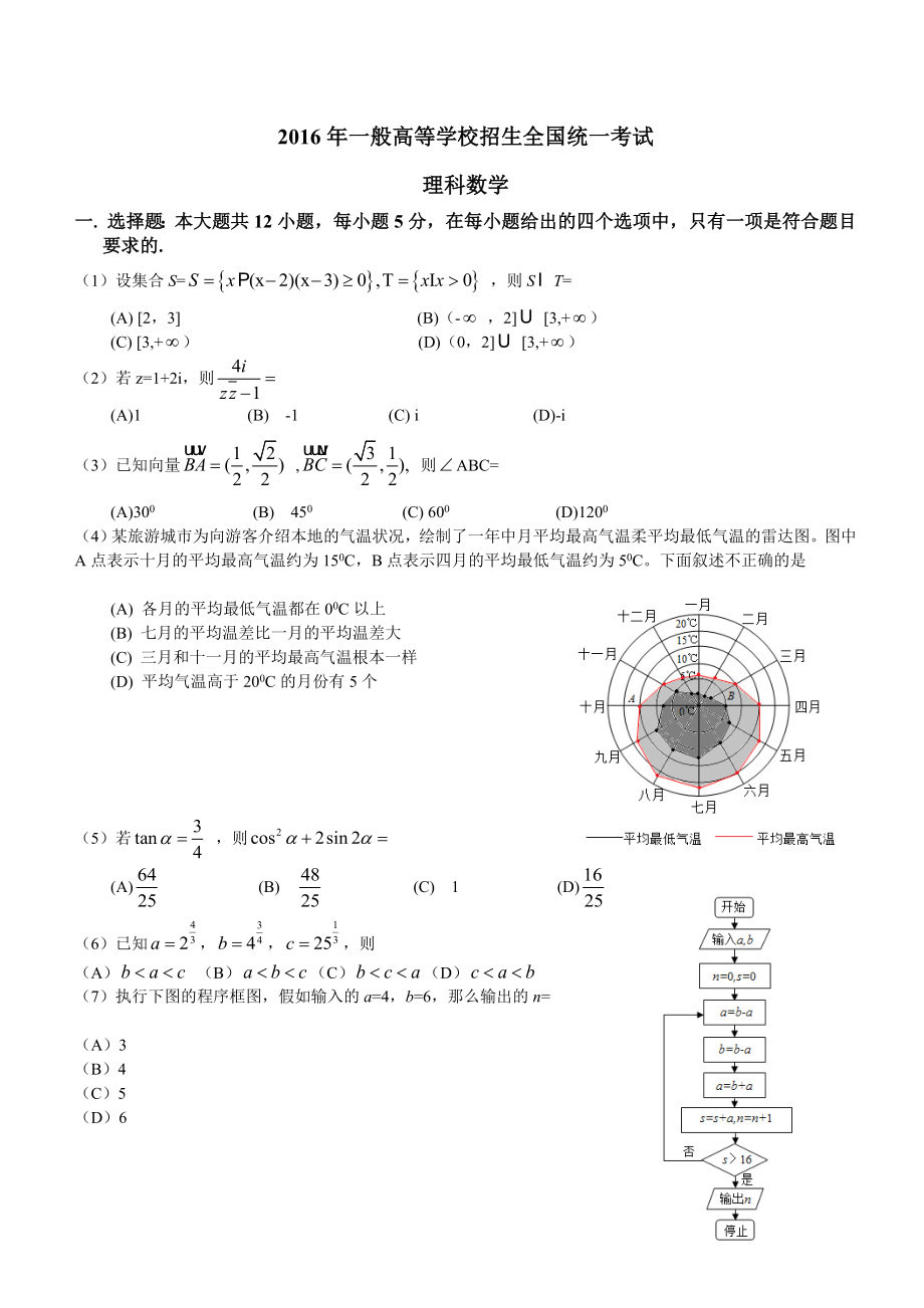 2016全国三卷理科数学高考真题及答案.docx_第1页