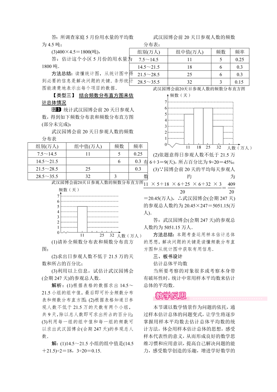 人教版八年级下册数学 20.1.1 第2课时 用样本平均数估计总体平均数 教案.doc_第2页