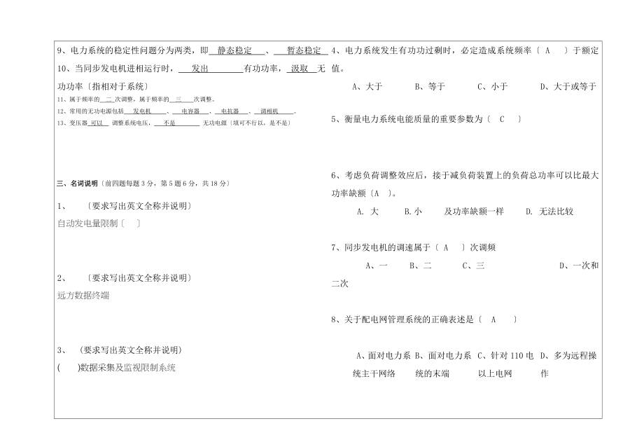 08年电力系统自动化期末考试卷参考答案仅供参考.docx_第2页