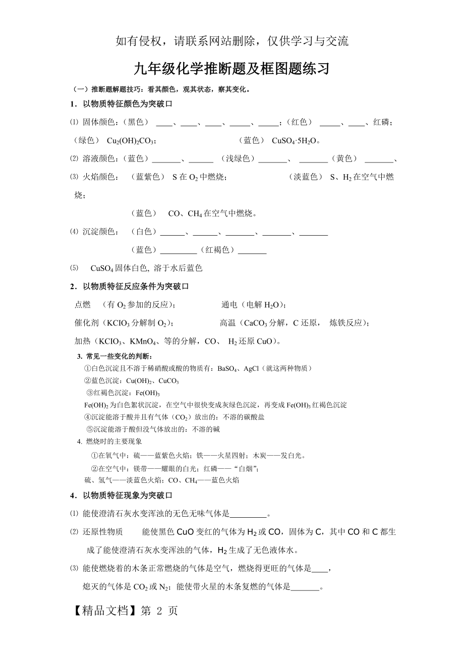 初三化学上册——推断题上课讲义.doc_第2页