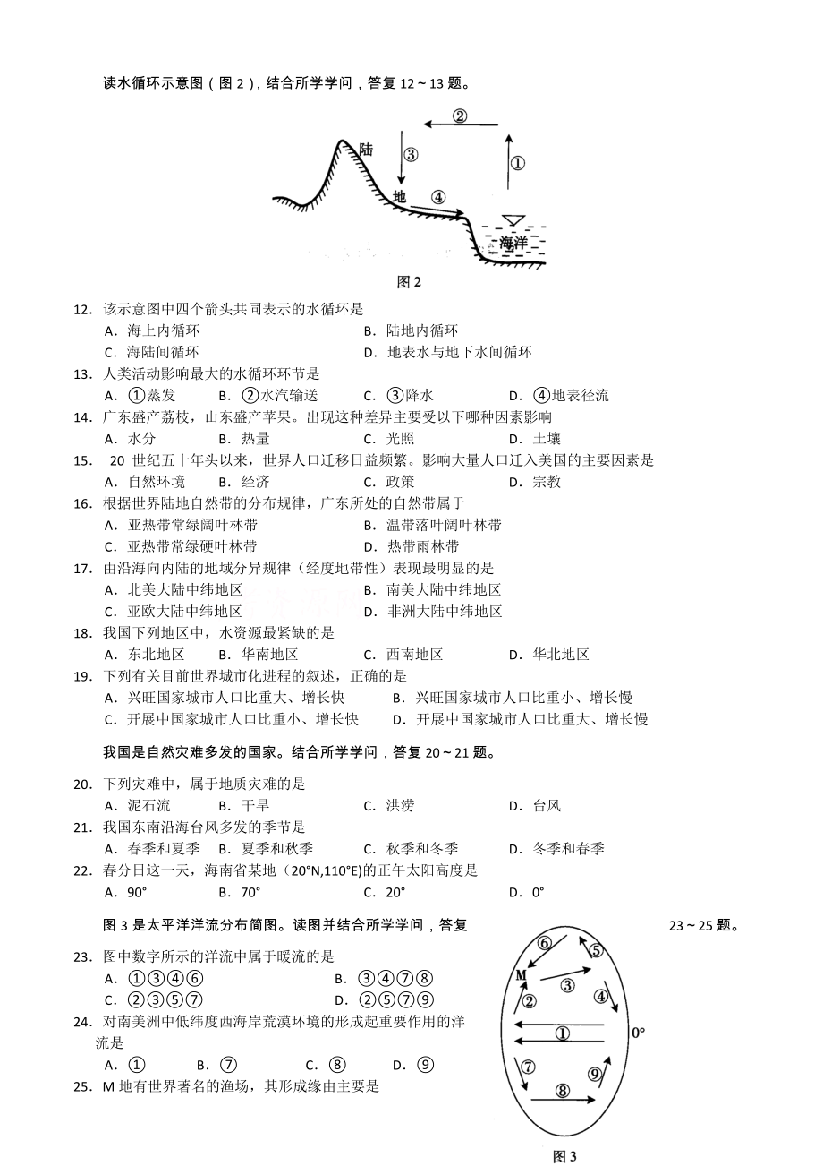 20092016年广东省普通高中学业水平考试真题.docx_第2页