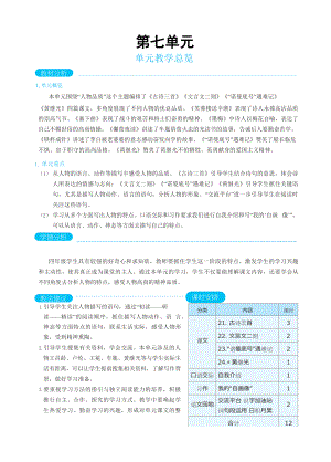 人教版四年级下册语文 第7单元 单元教学总览.docx