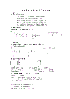 人教版小学五年级下册数学知识点归纳精华版.docx