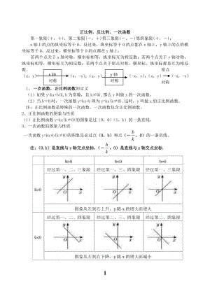 初二数学正比例反比例一次函数知识点总结.doc