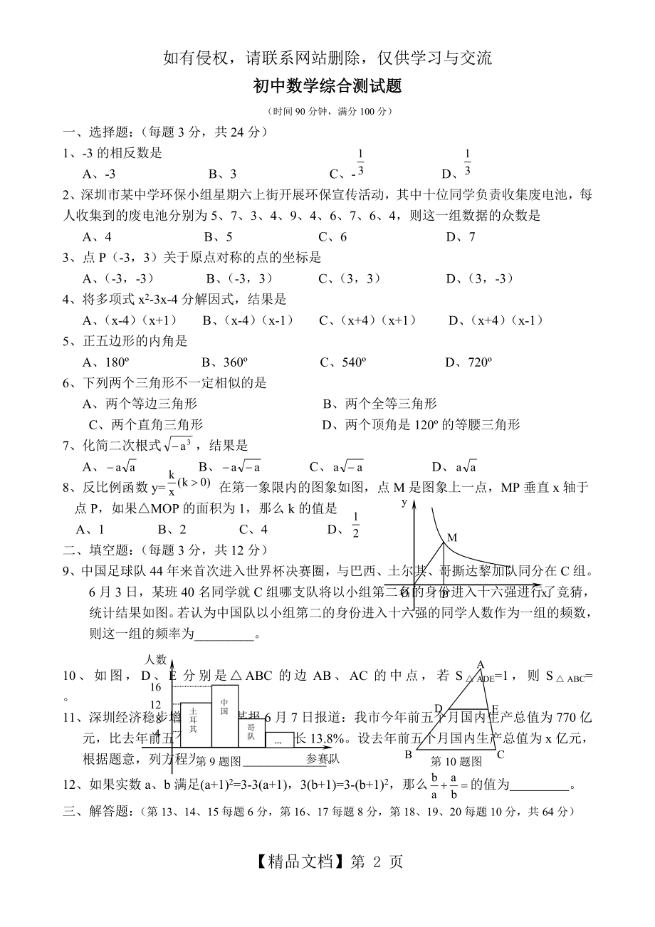 初中数学综合测试题1演示教学.doc_第2页