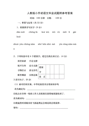 人教版小升初语文试题及复习资料.docx