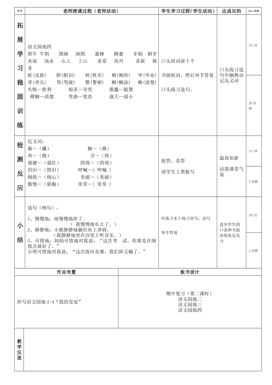 人教版二年级下册语文期中复习第二课时教案施丽桃.docx_第2页