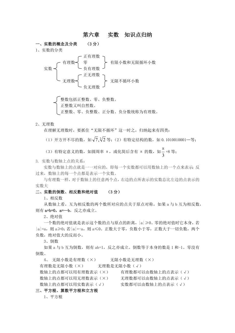 初一数学第六章 实数知识点归纳.doc_第1页