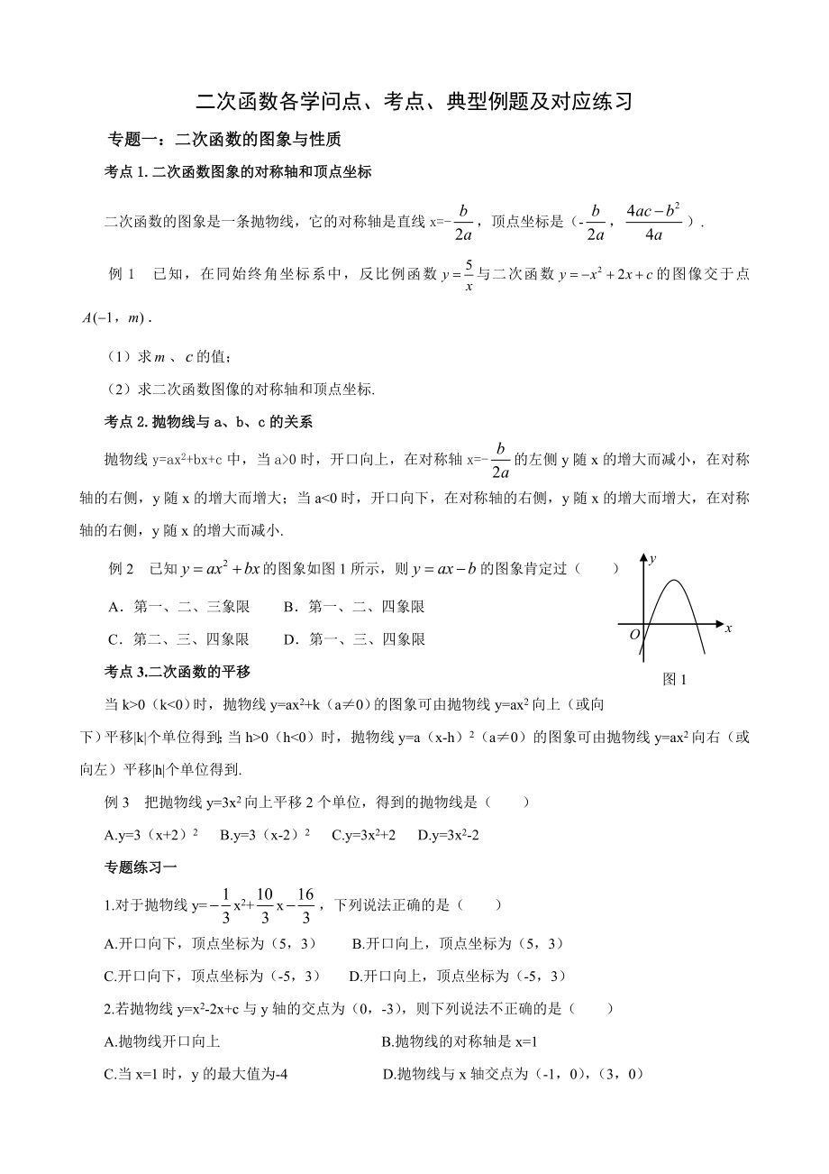 人教版九年级数学第26章二次函数个知识点考点2012年推荐.docx_第1页