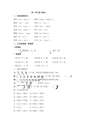 一年级下册语文素材－单元知识梳理 第一单元复习重点｜人教（部编版）.docx