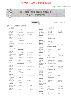 中考语文总复习专题知识要点【打印版】.pdf