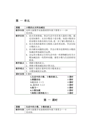 四年级数学下册教案(北师大版).doc