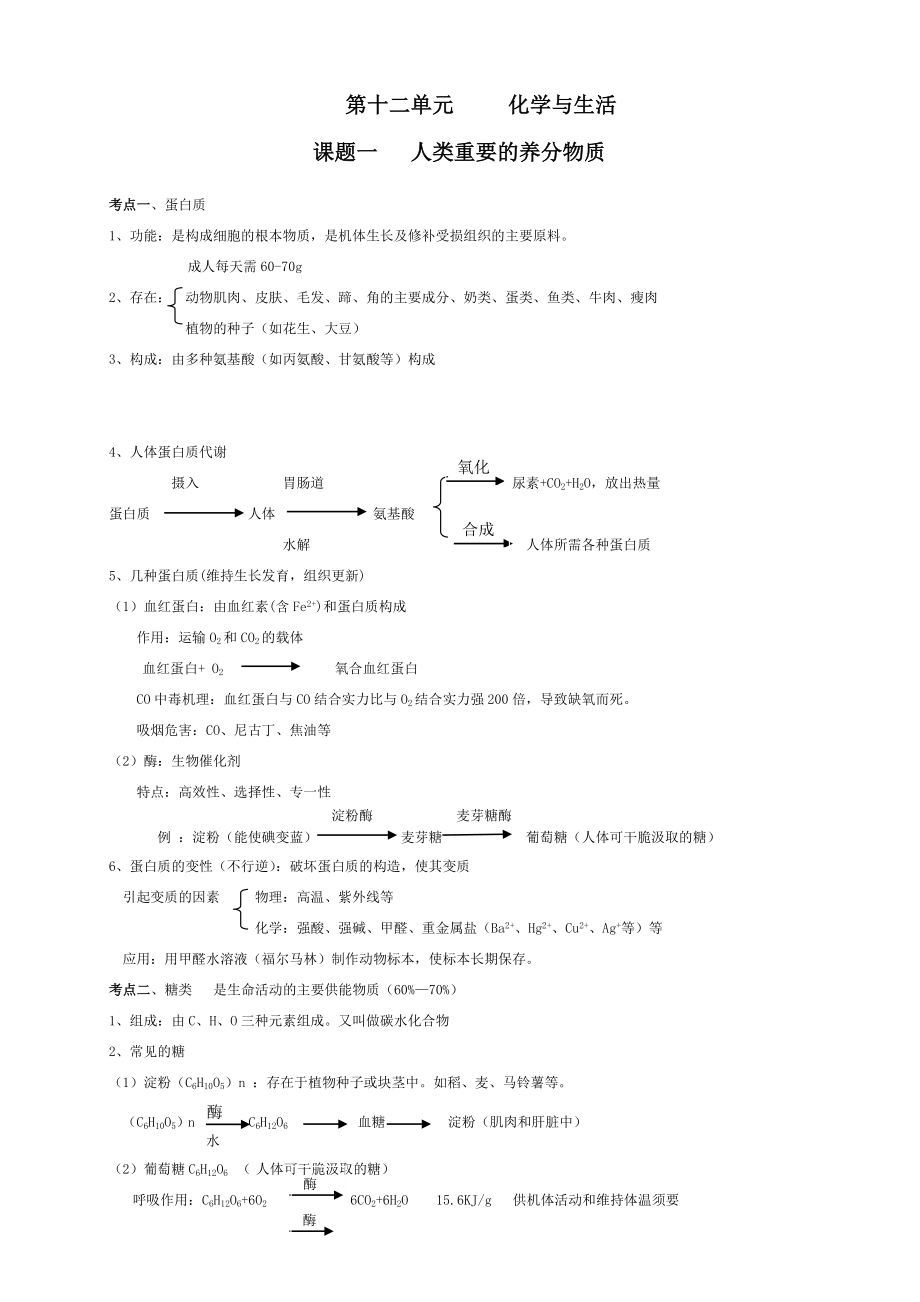 初三化学与生活知识点详细总结2.docx_第1页