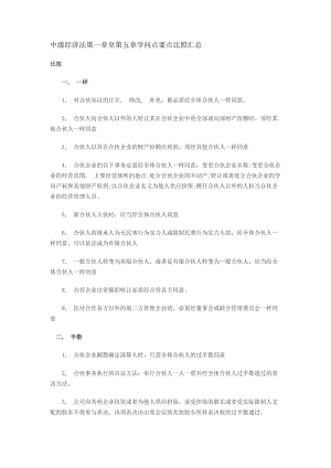 中级经济法第一章至第五章知识点要点对比汇总.docx