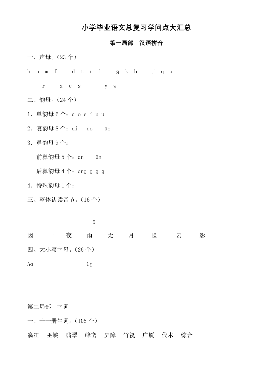 人教版小学毕业语文总复习知识点汇总1.docx_第1页