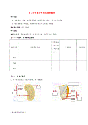 中考生物生物圈中有哪些绿色植物复习学案无答案.docx