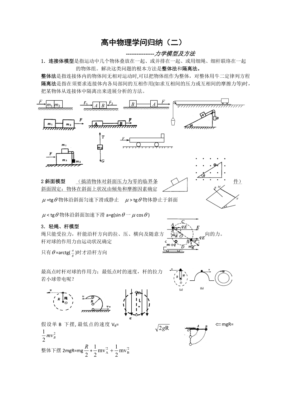 高中物理知识归纳力学模型及方法1.docx_第1页