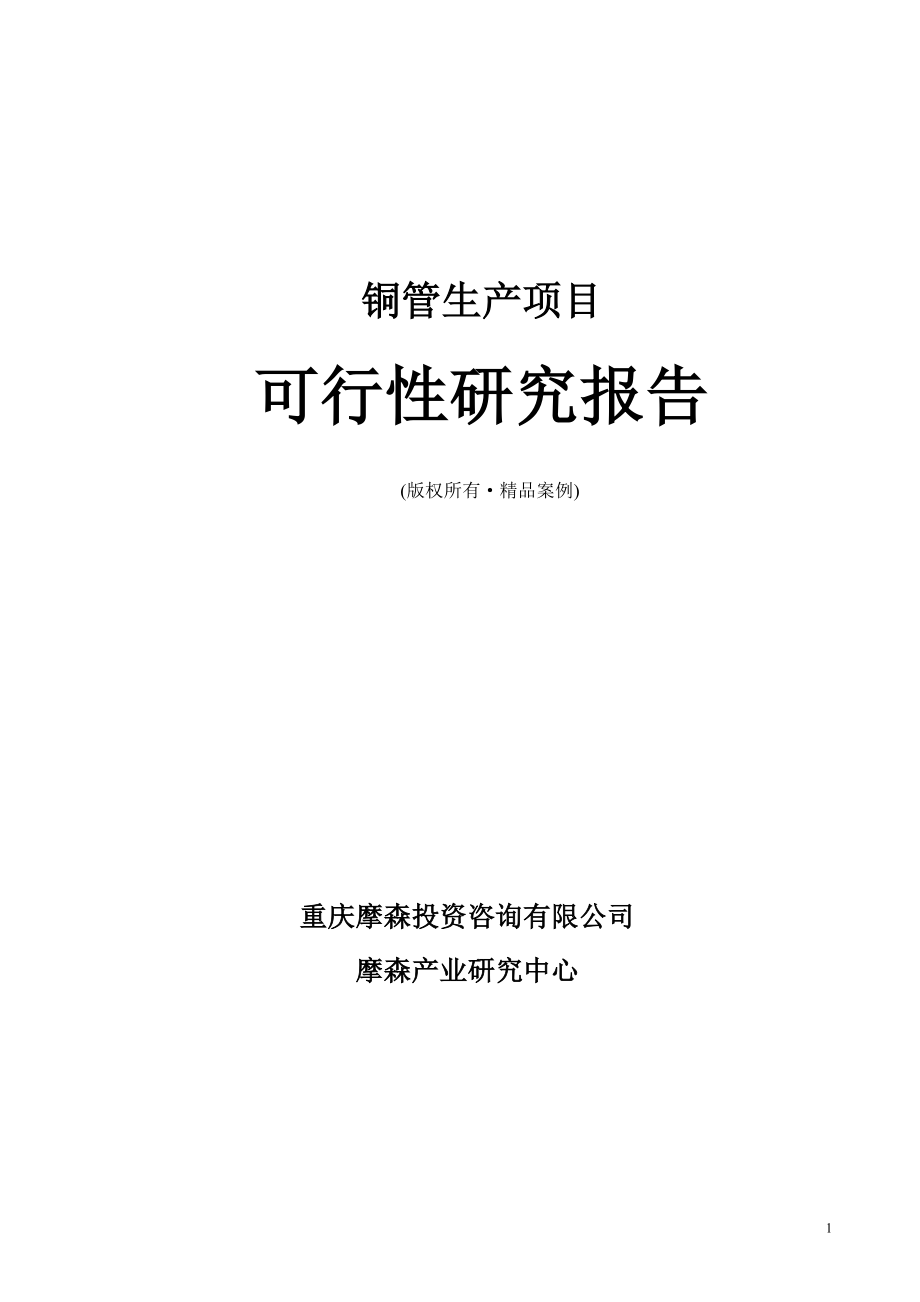 铜管可行性研究报告（立项·备案·可行性研究报告）.doc_第1页