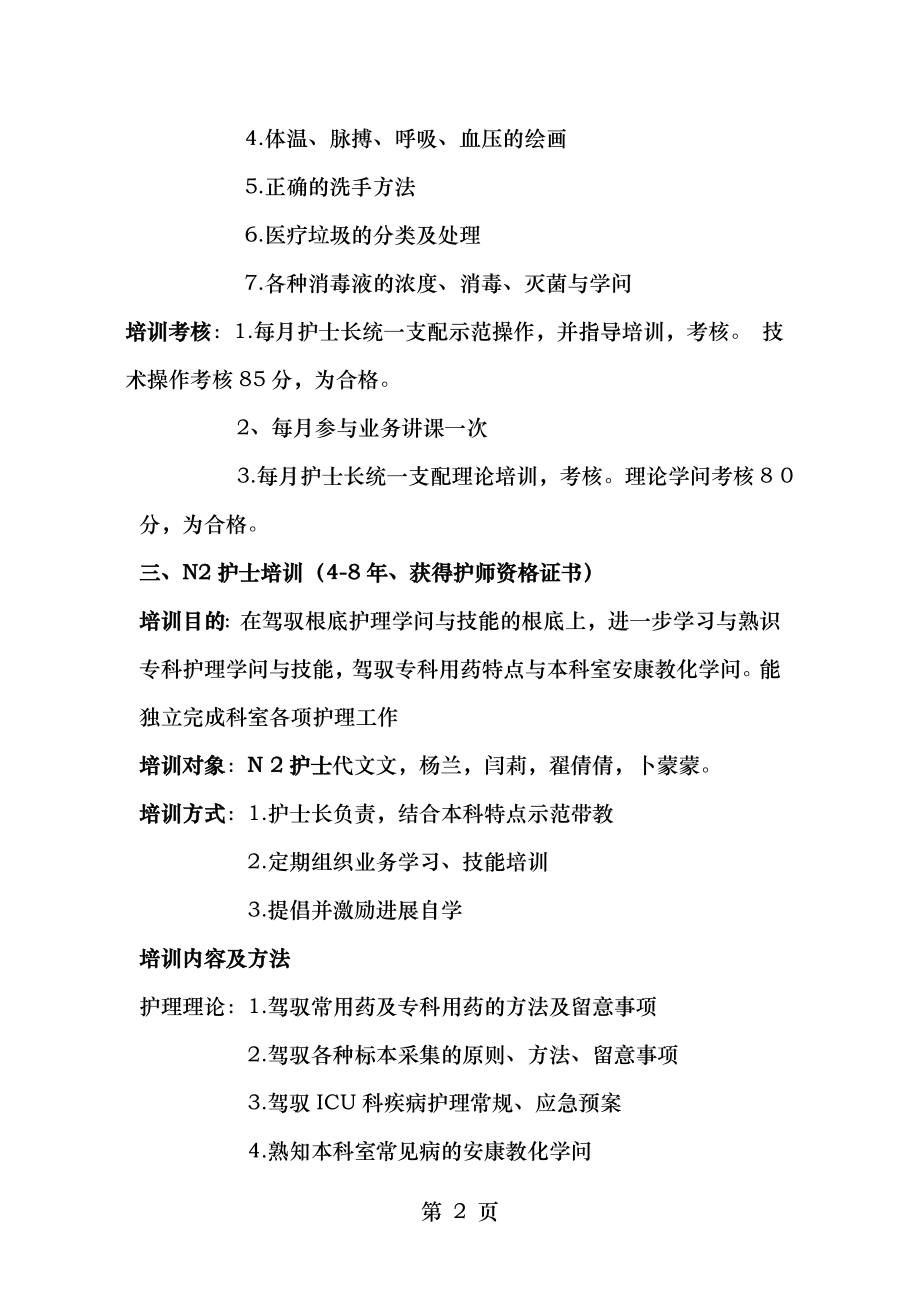 icu护理人员分层级培训计划新修.docx_第2页