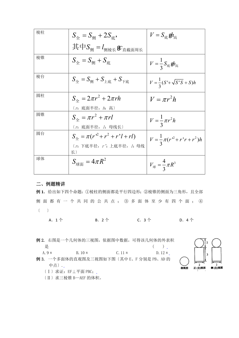 高中数学必修2第一章空间几何体知识点习题.docx_第2页