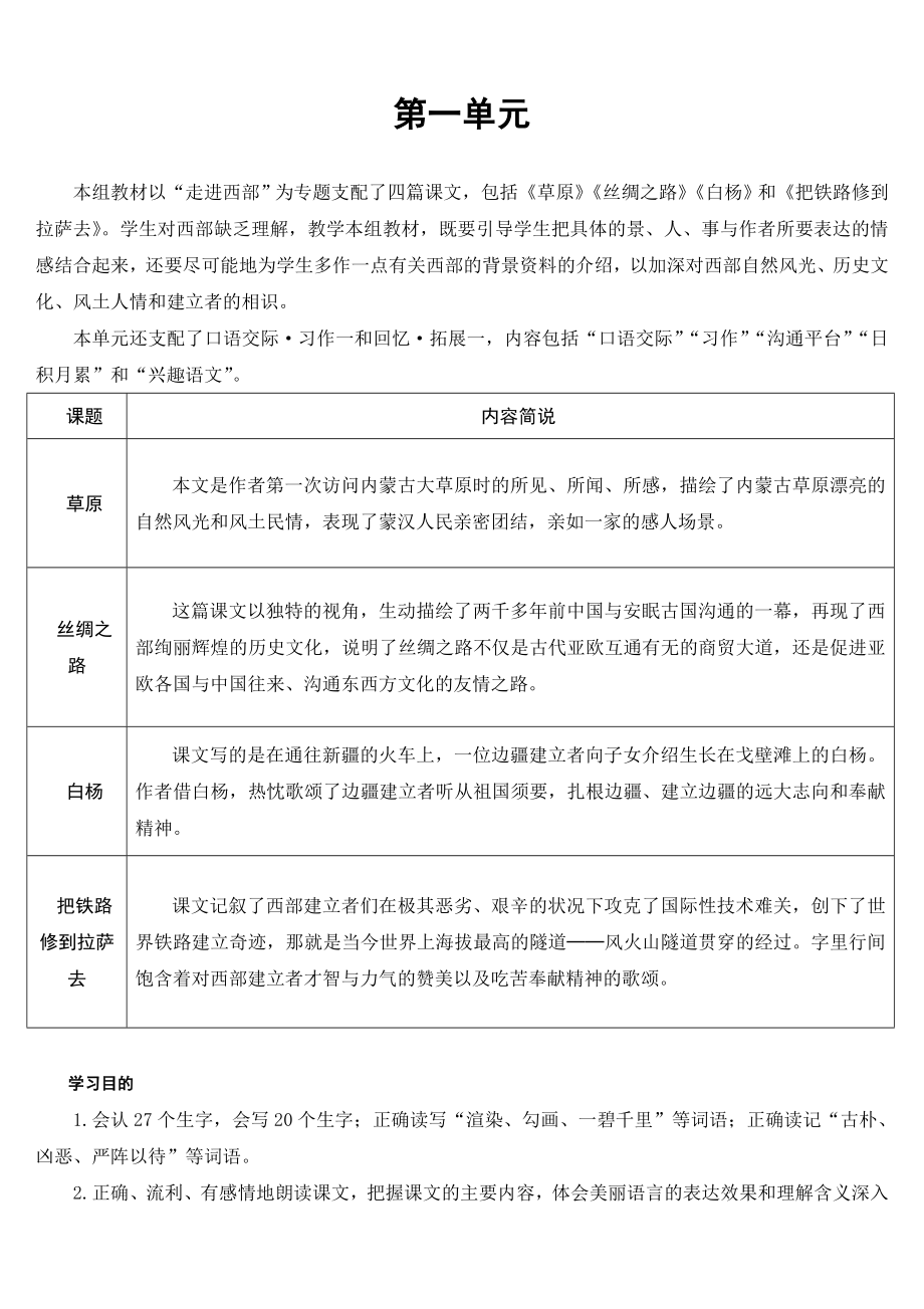 人教版语文五年级下册教案表格式1.docx_第1页