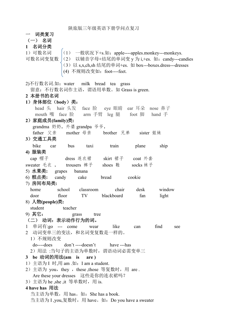 陕旅版三年级英语下册知识点复习1.docx_第1页