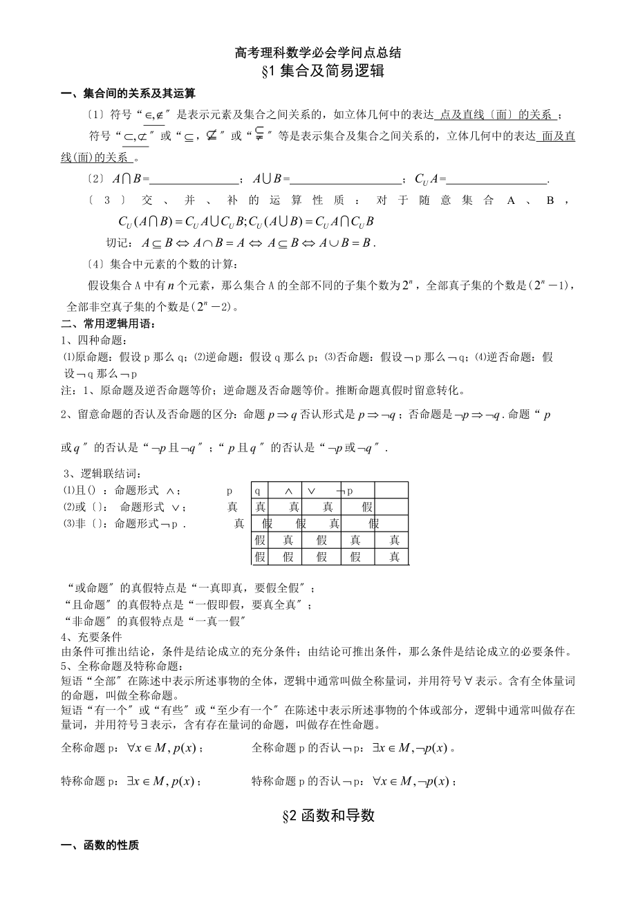 高考理科数学必会知识点总结.docx_第1页