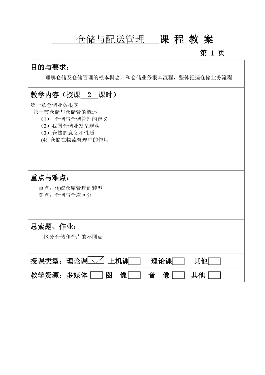 仓储与配送管理教案.docx_第1页