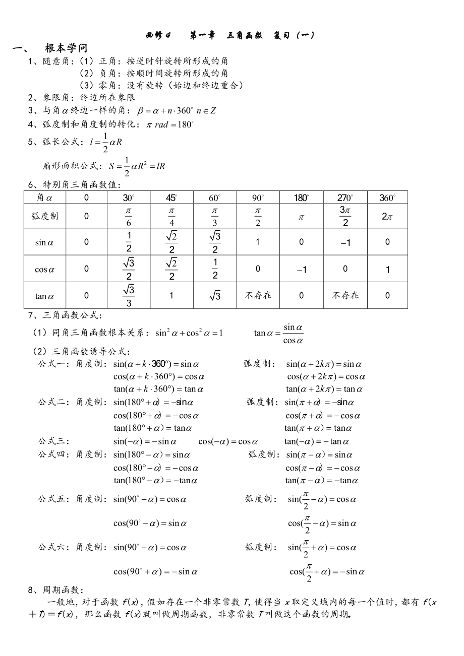 高一数学三角函数复习教案.docx_第1页